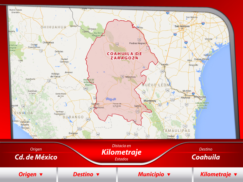 Fletes de la Ciudad de México a Coahuila